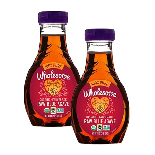 Wholesome Sweeteners Néctar de agave azul crudo orgánico, edulcorante natural bajo en glucémico, sin OMG, comercio justo y sin gluten, 44 onzas