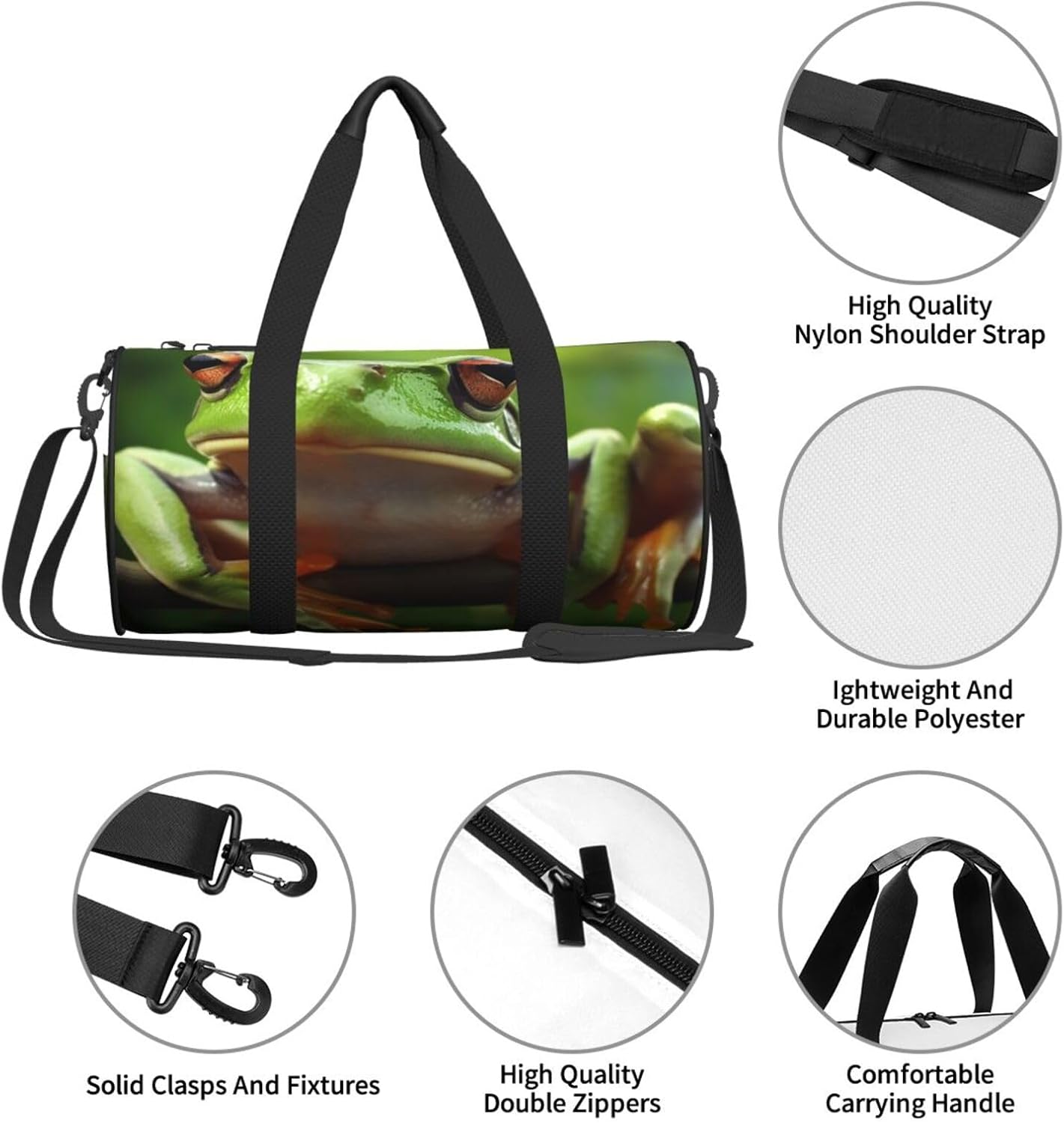 Travel Duffle Bag Weekender Bags For Men Women With Shoe Compartment Large Capacity Weekender Overnight Bag Funny Frogs Carry On Tote Bags Sport Gym Bag For Travel Yoga