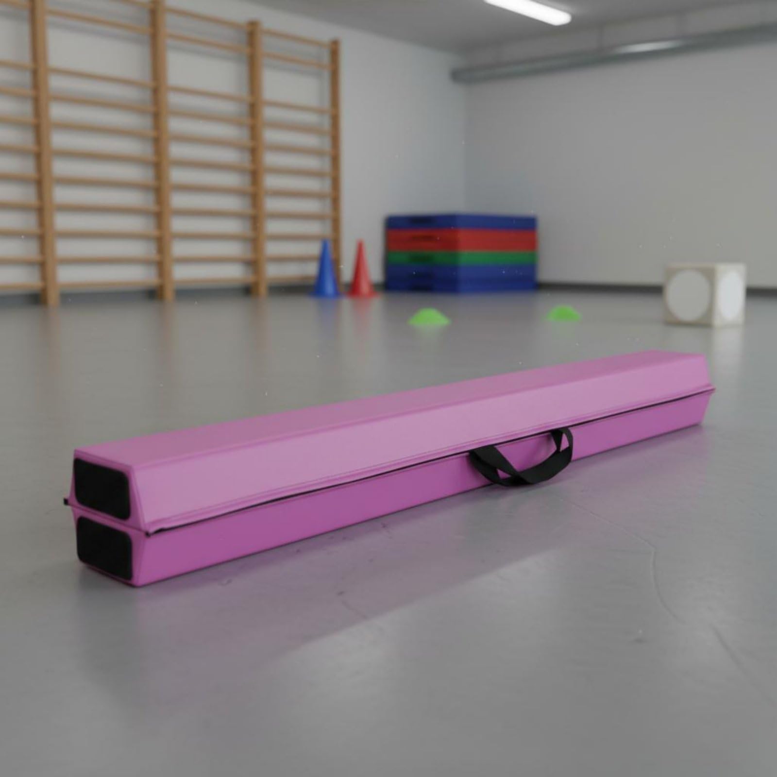 Gralara Trave da Ginnastica Pieghevole Trave Bilanciere Attrezzatura Palestra Compatta E Portatile con Maniglie E Protezione Dagli Urti Adatta per Pratica