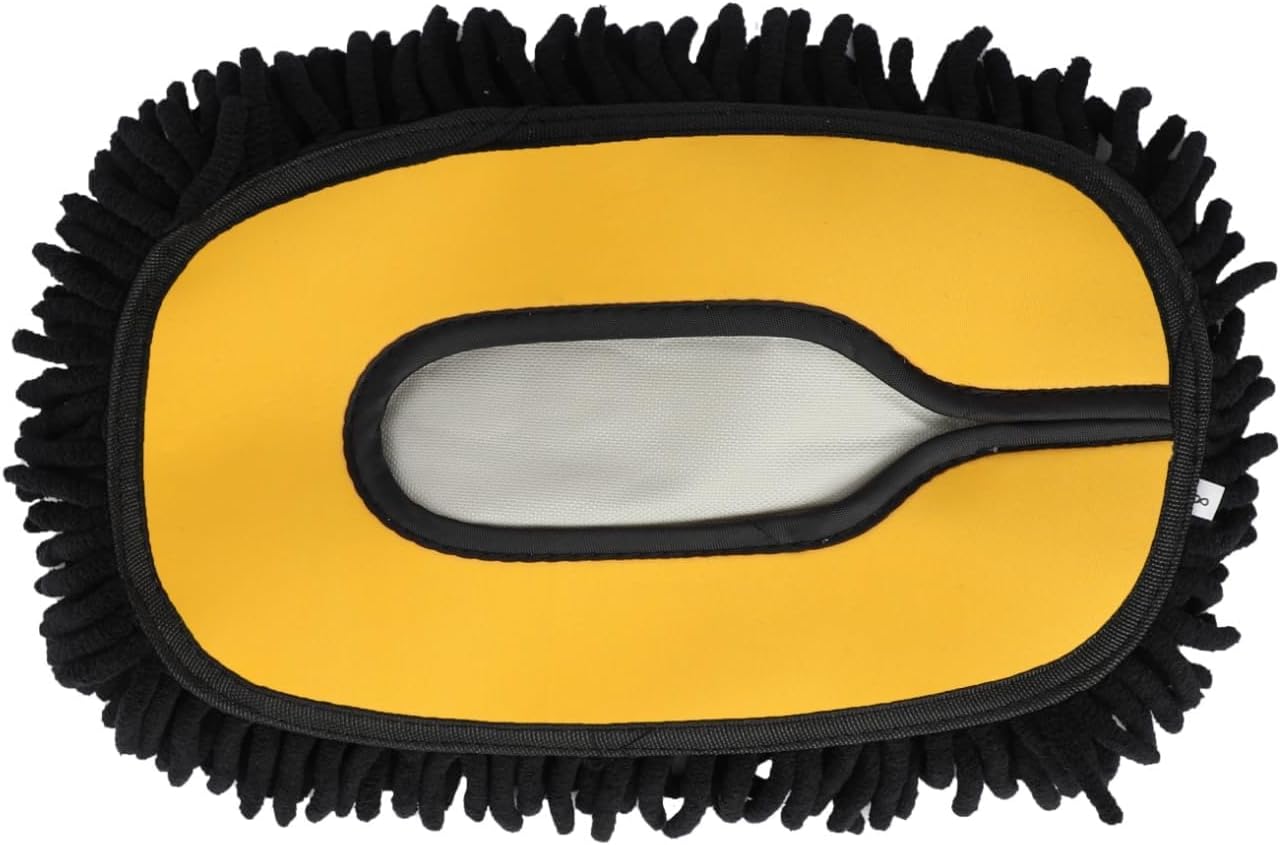 15° Curved Car Wash Brush with 43" Telescopic Handle – Microfiber Chenille Car Wash Mop for RV, SUV, Truck & Boat – Soft, Scratch-Free Extendable Cleaning Tool (Yellow&Black, Mop Refill Cover)
