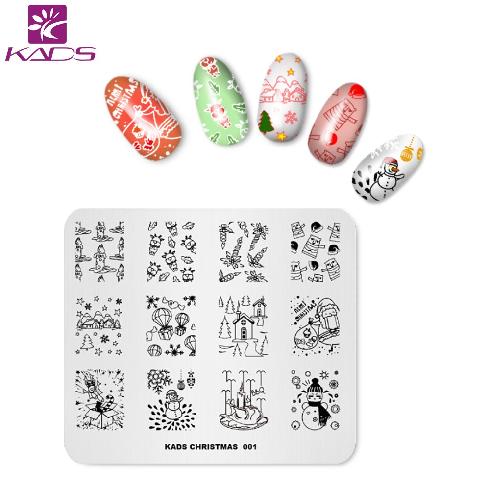 KADS Nagel-Stamping Platten Set – 4 Stück, Weihnachts- Und Blumenmotive