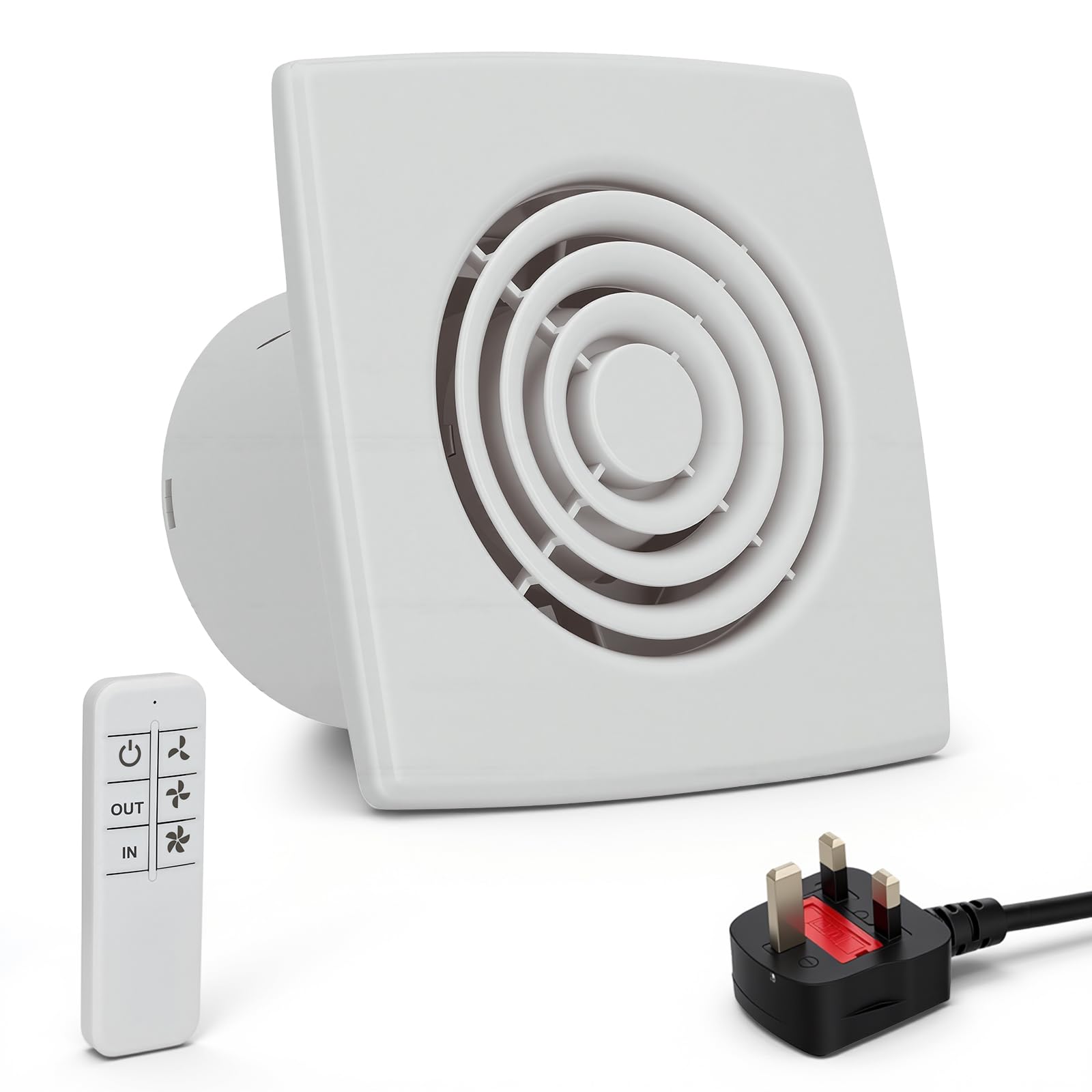 100mm Bathroom Extractor Fan with Remote Control, 3-Speed Remote Control & Reversible Airflow, ABS Reversible Extractor Fan Ceiling Extractor Fan, Quiet Ventilation for Bathroom, Toilet, Kitchen