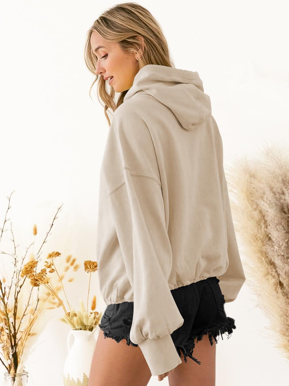 Donna Felpa Sportiva con Cappuccio Tempo Libero Y2K Top Trendsetter di Strada Felpa Corto Lunghezza Vita con Tasche Cerniera