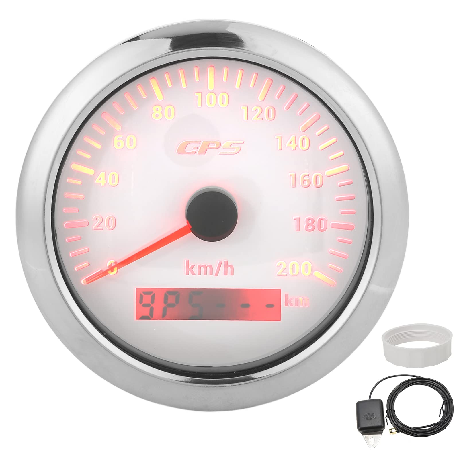 Velocímetro GPS, Velocímetro Digital MPH Impermeabilizante de 3,3 Pulgadas para Vehículos Marinos, Automóviles, Camiones, Barcos, Medidor de Velocidad 0-200 KM 1H con Retroiluminación (WHITE)