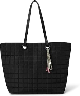 Accessorize London Women's Black Nylon Quilt Tote Bag With Charm Price In India