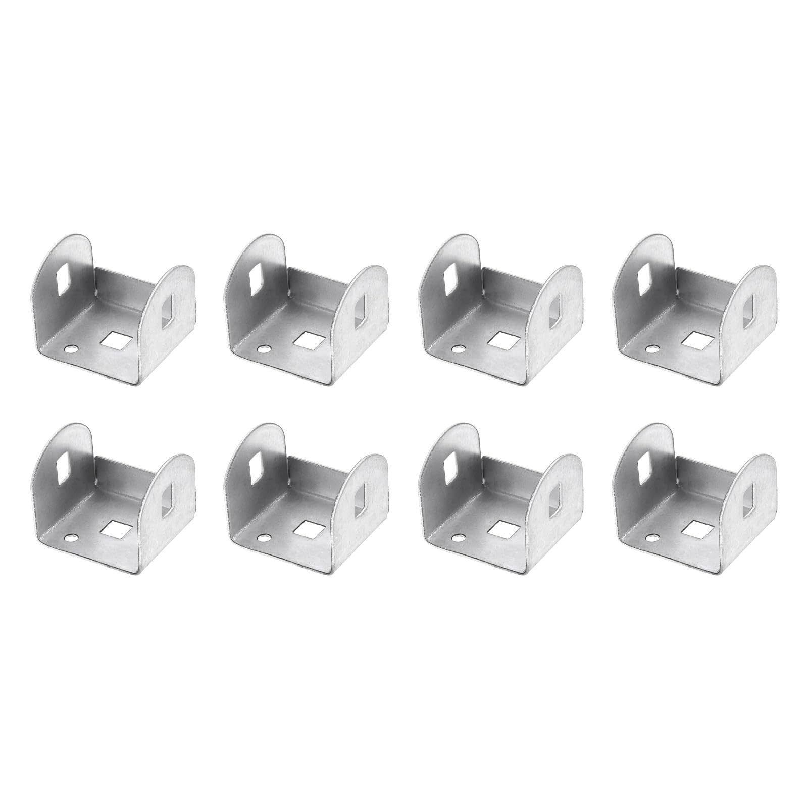 sourcing map 8 Pcs U Bracket for 1.65" Panels, 42 x 45 x 36mm Metal U Shaped Fasteners Brackets for Guardrail or Partitions Connection, Silver