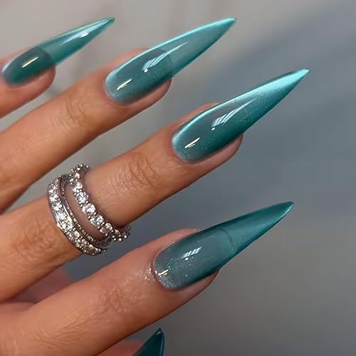 Miniatura 14 de Uñas postizas rojas a presión, uñas postizas medianas de almendra, uñas acrílicas brillantes, uñas postizas de cobertura completa con diseño