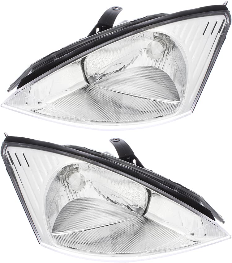 For Ford Focus Headlights Lamps Set 2000 2001 2002 Halogen Driver and Passenger Side