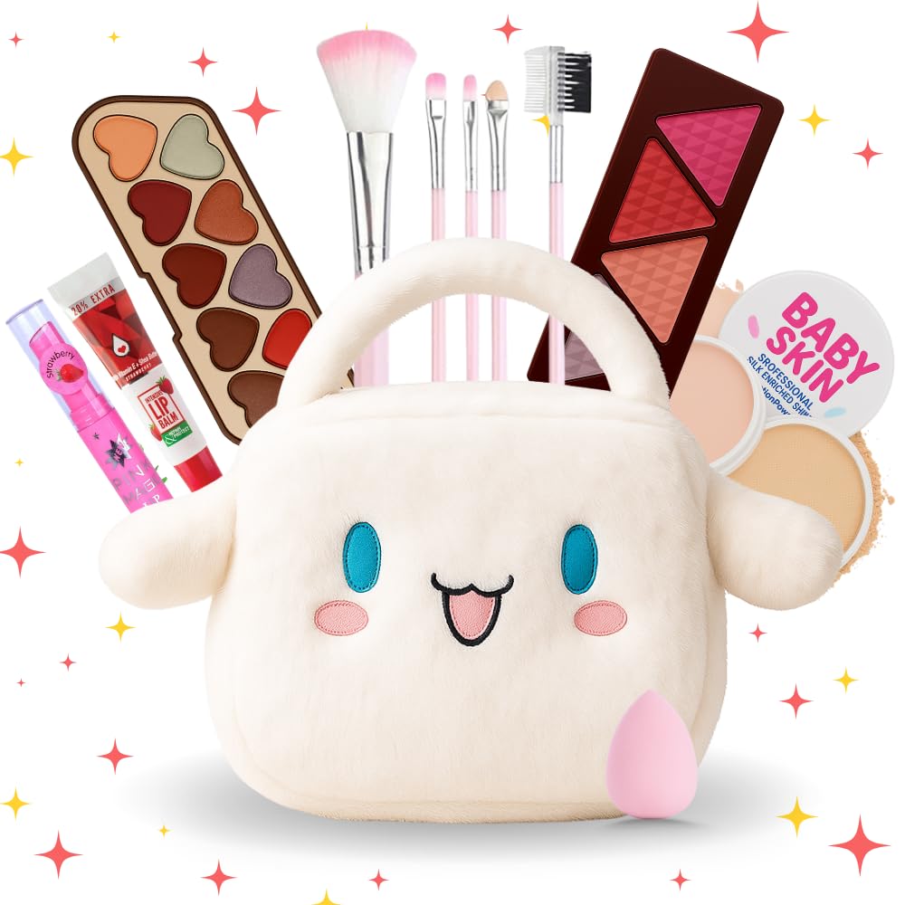 Makeup Kit for Girls & Teens – 14 PCS Washable & Non-Toxic Beauty Set with Cute Kuromi White Sling Bag – Safe and Easily washable for Ages 7–16 years old - Gift Set with Brushes, Lip Gloss, Eyeshadow & More-image-27