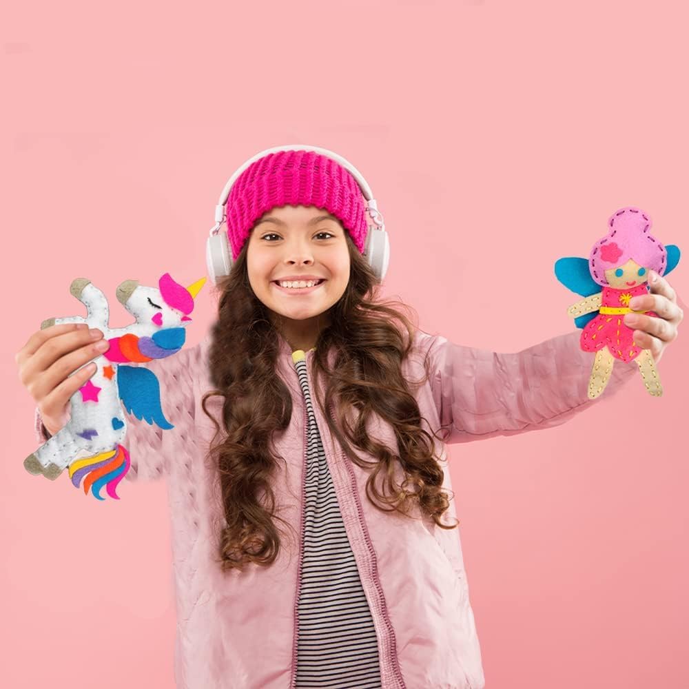 Kit De Couture DeFieltro Fantaisie – 5 Créatures En Feutre (licorne, Nuage, étoile, Fée, Papillon) – Débutant Enfant Et Adulte