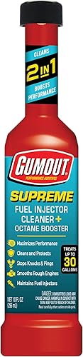 Gumout 510233 Supreme 2 in 1 Fuel Injector Cleaner + Octane Booster, 10 Oz. Improves Engine Power & Performance & Prevents Deposit Build Up, Treats 30 Gallons