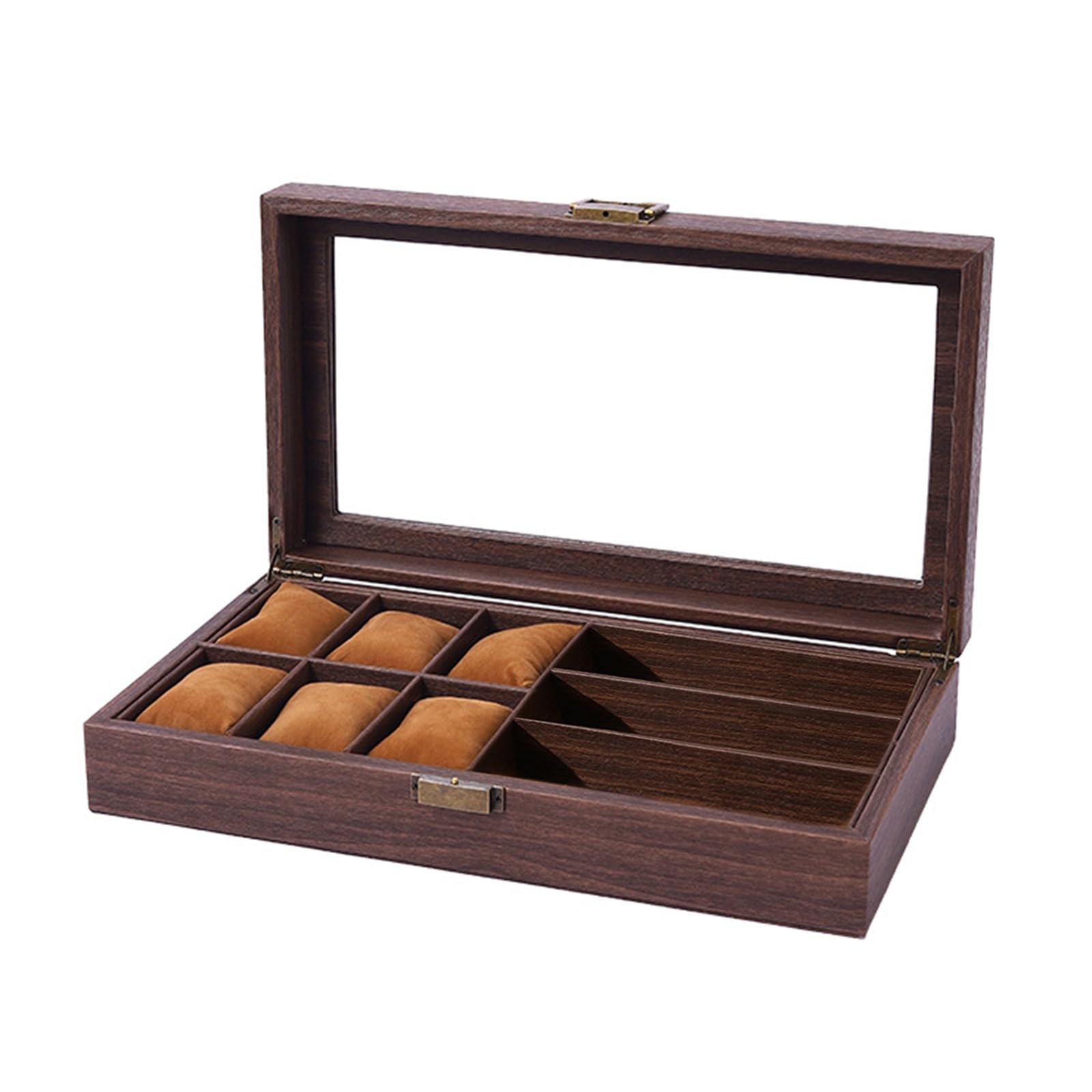 RAFGALDEX Wood Watch Storage Box 2/3 / 6/10 / 12 Slot Watch Organizers Cases Jewelry Display Gifts Box Display Holder Wood Storage Organizers with Lid and Pillow