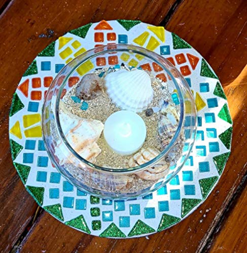 DIY Kits for Adults Trivets for Hot Dishes Candle Holder Mosaic Kits for Adults (Flower)