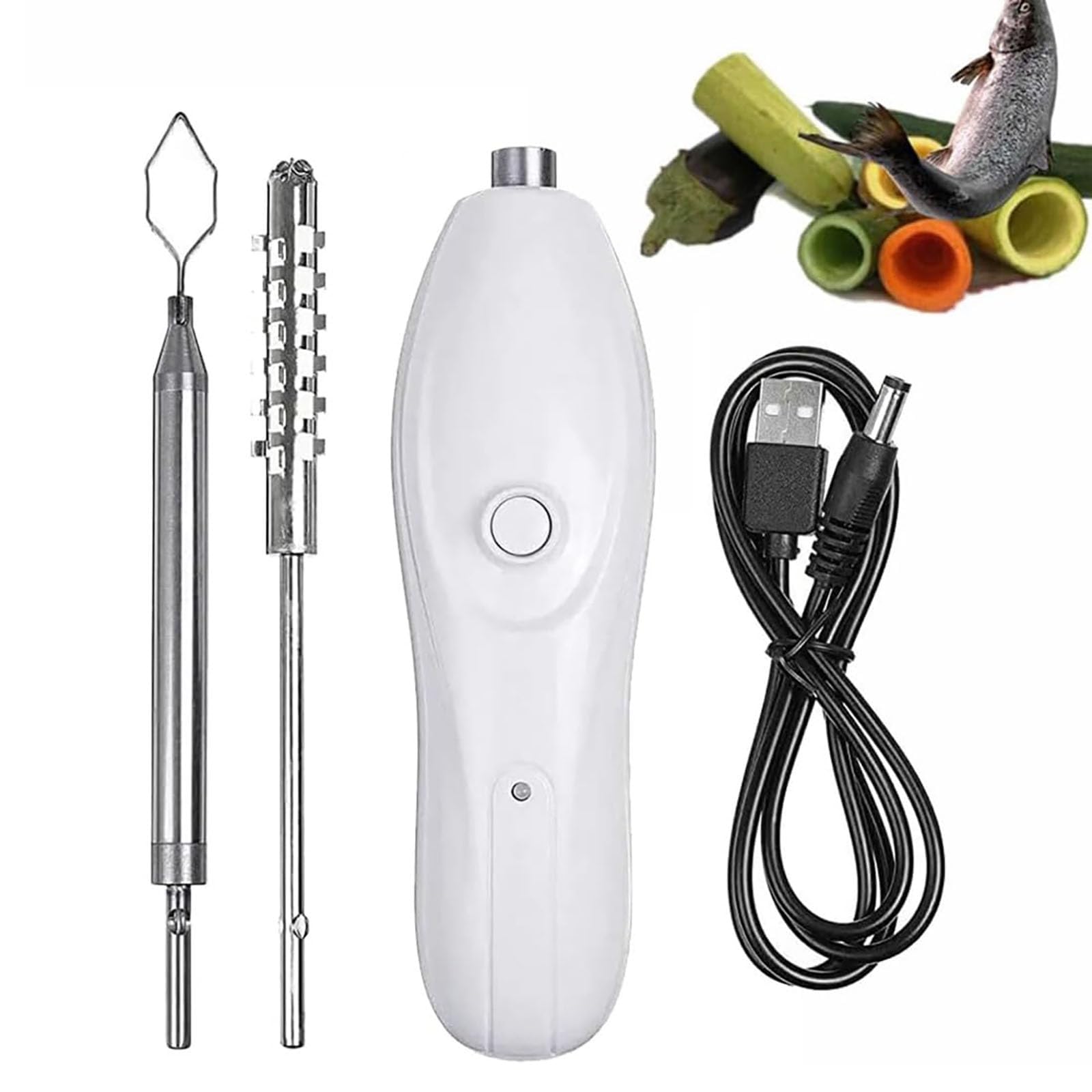 Évideur de légumes électrique 10W rechargeable avec 2 couteaux inox pour la cuisine