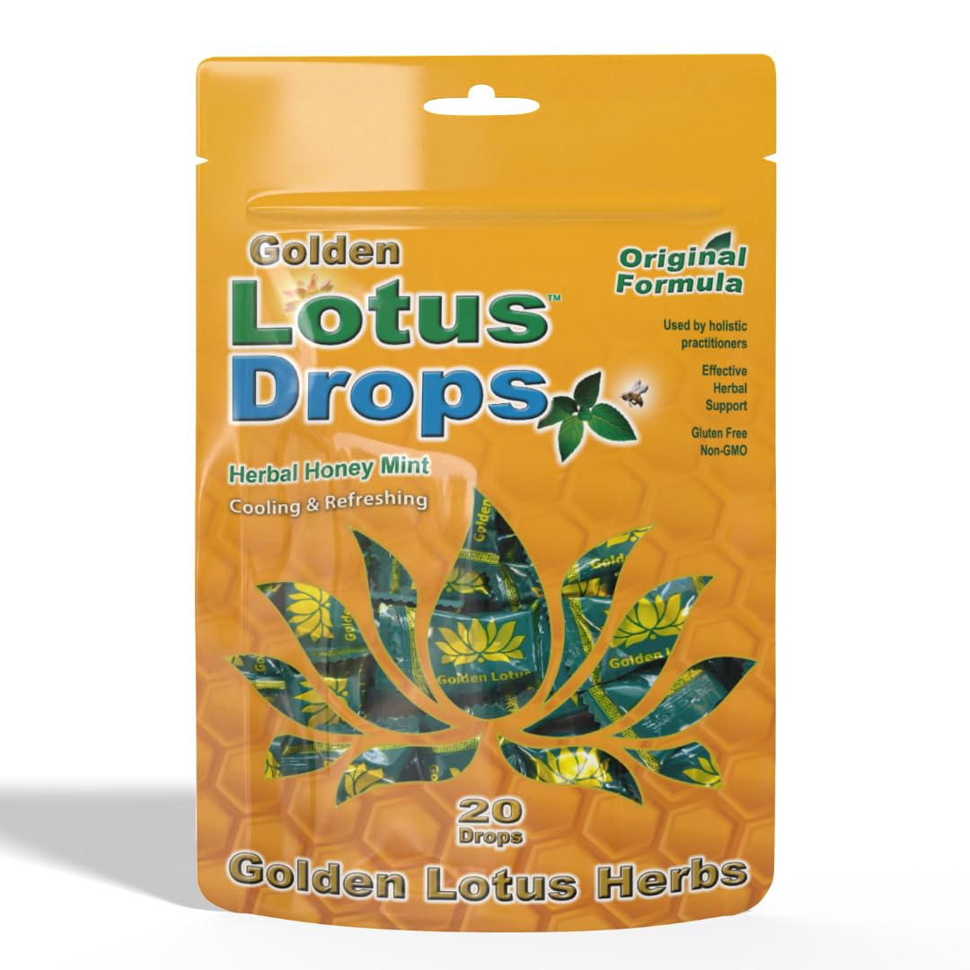 Golden Lotus Drops – Original Herbal Formula | Soothing Honey Mint Lozenges – 1-Pack (20 Count)