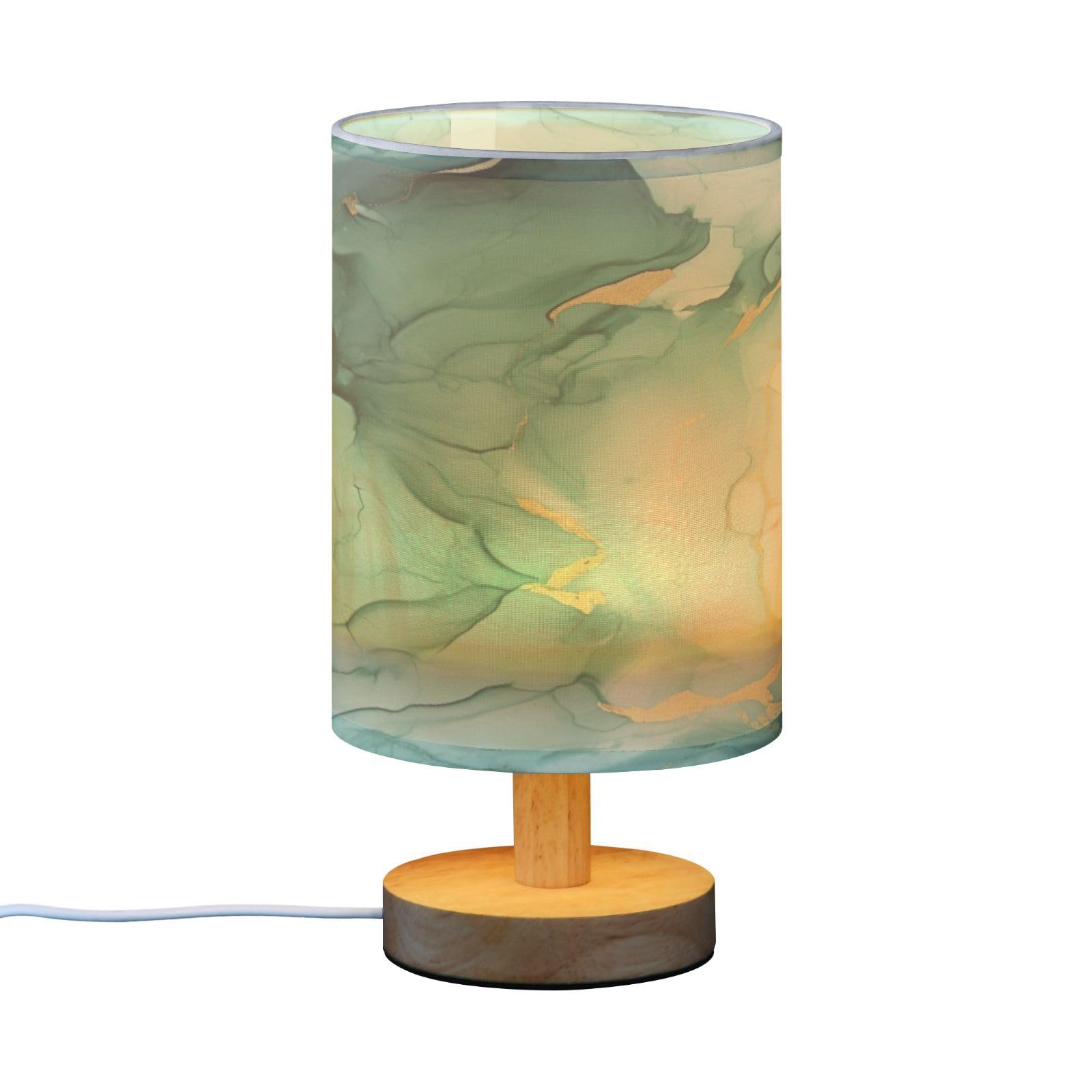 xigua Jade Green Marble Texture Eye Care Bedside Table Lamp,Touch Control Nightstand Bedroom Lamp with USB Ports,LED Desk Night Light for Living Room Office - Image 2