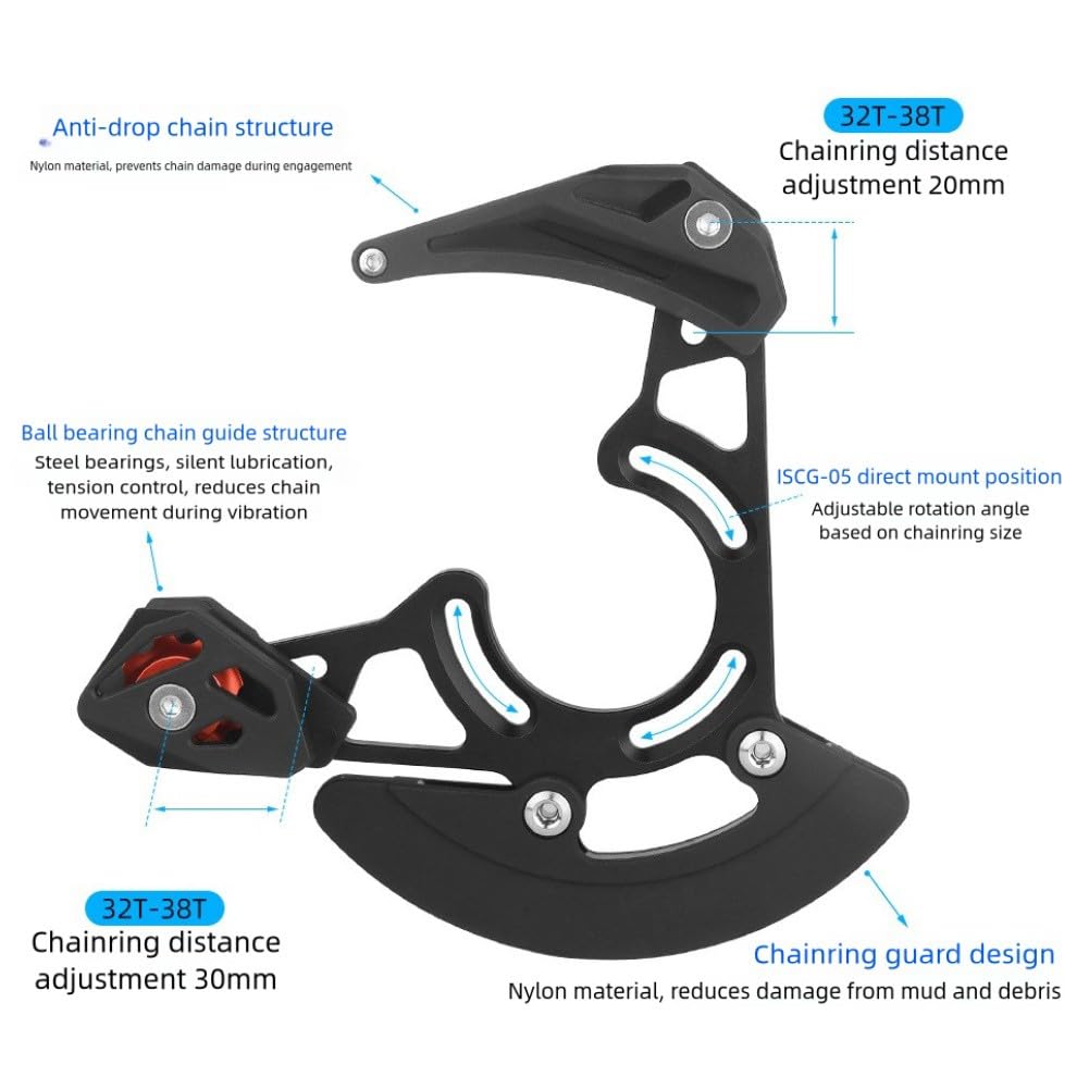 ReachMall Guida catena per stabilizzatore Per ISCG-03 05 BB 32-38T Leggero ABS Nylon Detriti Protezione Regolabile Mount Downhill Equitazione