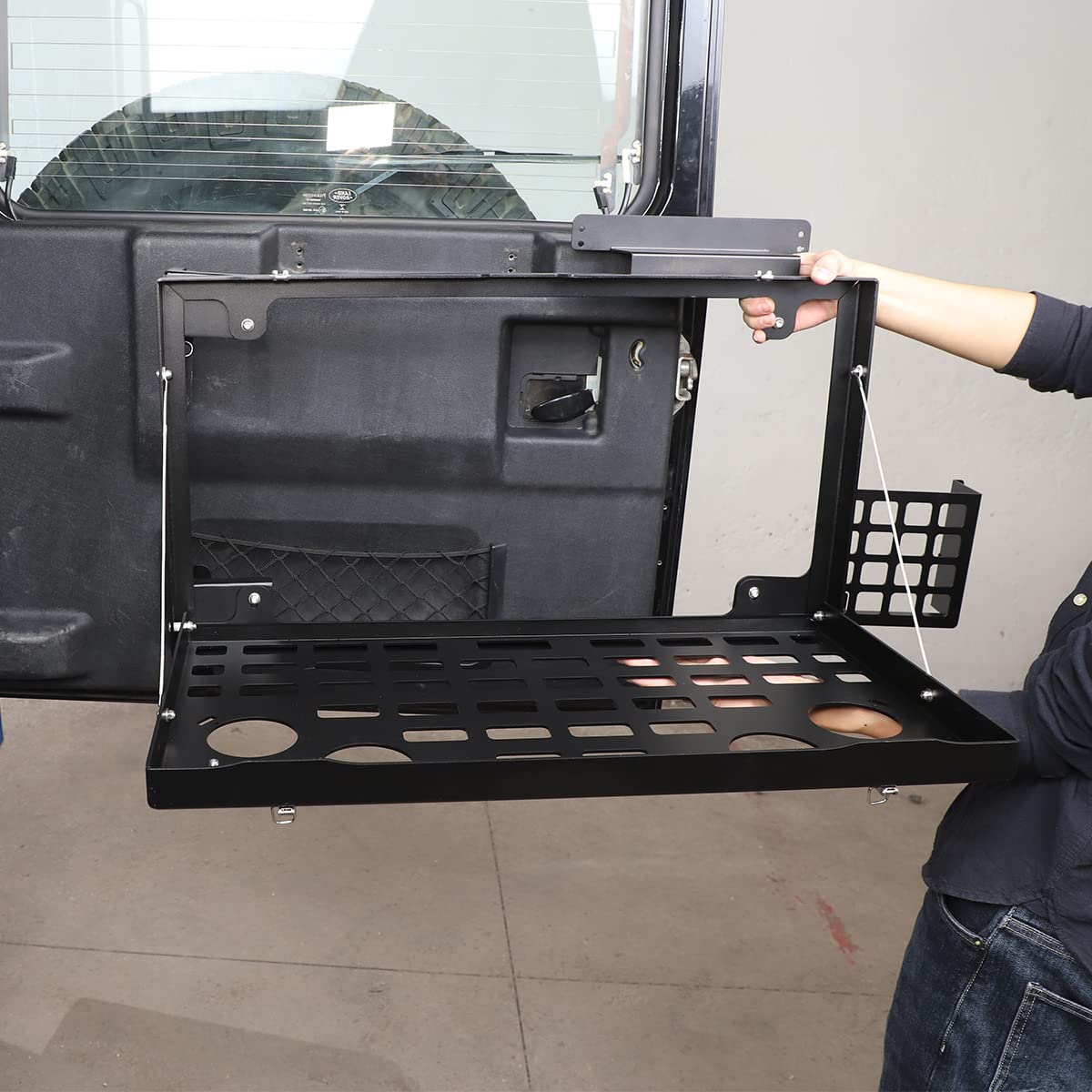 Table pliante en alliage d'aluminium pour porte arrière de voiture, étagère de chargement, table de rangement pour LR Defender 90 110 2004-2019, accessoires d'organisation de hayon arrière