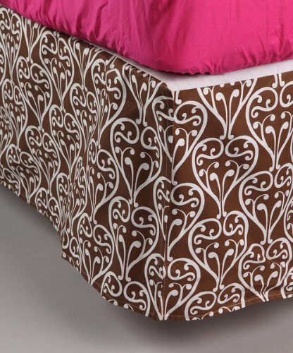 Bacati - Damask Pink/Choc Twin Bed Skirt #TOP23