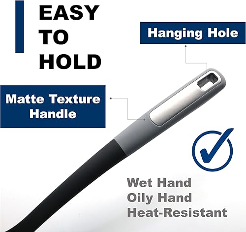 Miniatura 4 de Smart Solution - Cuchara de servir con borde de silicona de grado alimenticio, cuchara de cocina resistente al calor, cucharas de cocina de 13.5