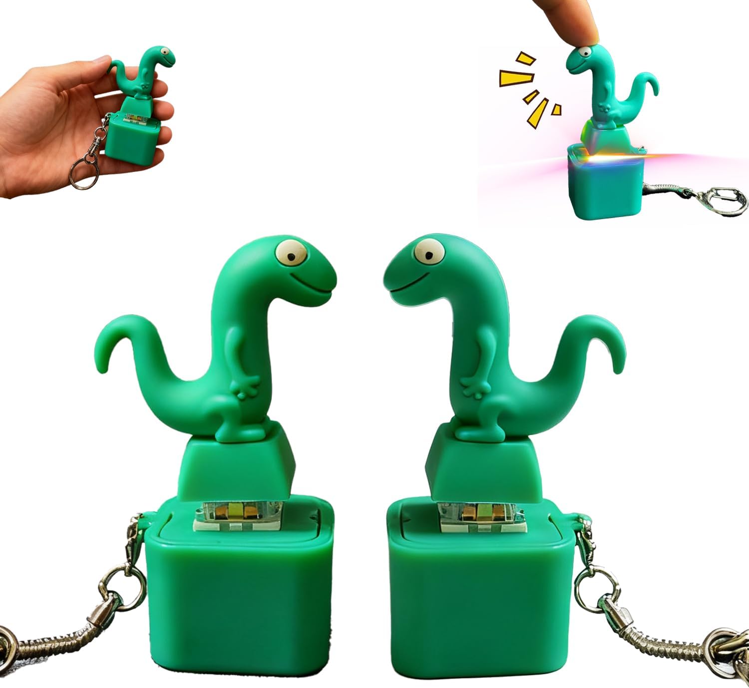 Lizard Keychain Sound Fidget Toys, Fun Rechargeable Lizard Anxiety Relief Keychain Button Toy with Sound & Colorful Light, Portable Anxiety Relief Toy, Adults Keyboard Clicker(2pcs)