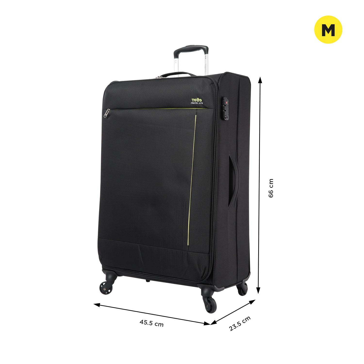 Totto - Maleta Blanda - Travel Lite - Maleta Mediana - Color Negro - Equipaje de Bodega - Bloqueo TSA - Forro de poliéster