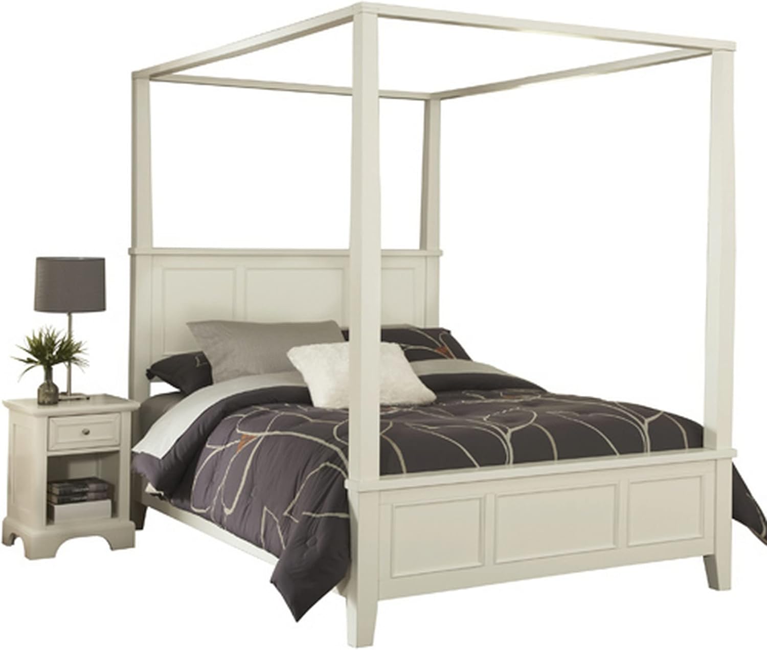 *incomplete* White Queen Canopy Bed & Night Stand by Home Styles