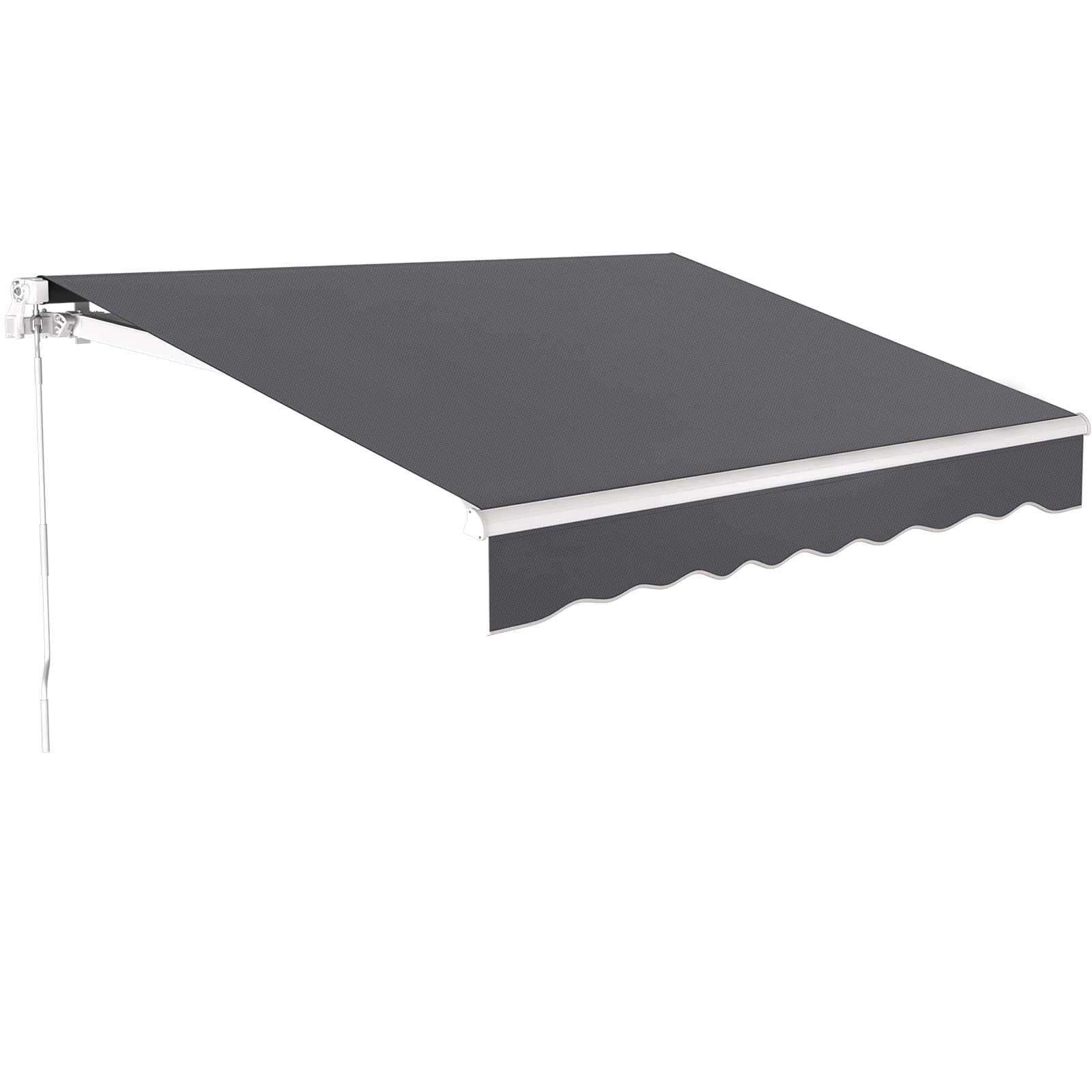 Dripex Store Banne Manuel Rétractable 300 x 250 CM en Aluminium Polyester Étanche et Résistant aux UV Angle Réglable 0-45° pour Terrasse Bistro Balcon Gris