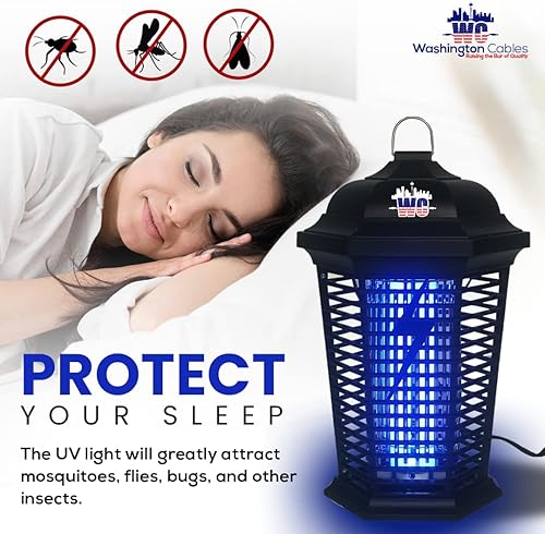 Miniatura 5 de Trampa para mosquitos con luz UV  Repelente de mosquitos para patio exterior e interior  18 W y voltaje de rejilla 4000 V  Área de cobertura de