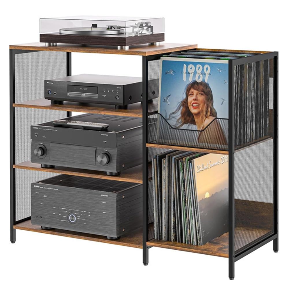 CDプレイヤー　レコード　棚　ラック特注品 レコードラック / 4マスプレーヤー台 DULPA400P(LP約320枚収納
