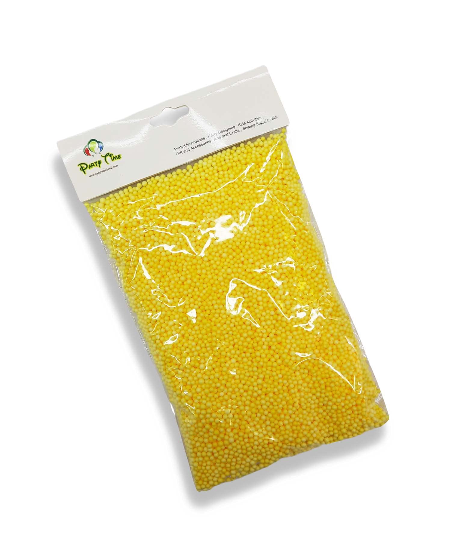 PARTY TIME1 Pack Small Thermacol/Foam Beads Styrofoam Beads Balls for Kids DIY Slime Making and Party Decoration (Yellow)