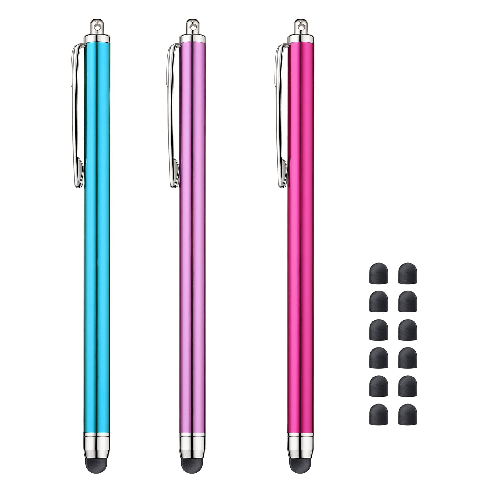 Stylus Pens for Touch Screens iPad iPhone Kindle Fire (Pink/Purple/Aqua Blue)