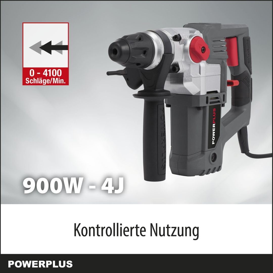Powerplus POWE10060 wiertło 850 RPM Klucz Czarny, Szary, Czerwony, Srebrny