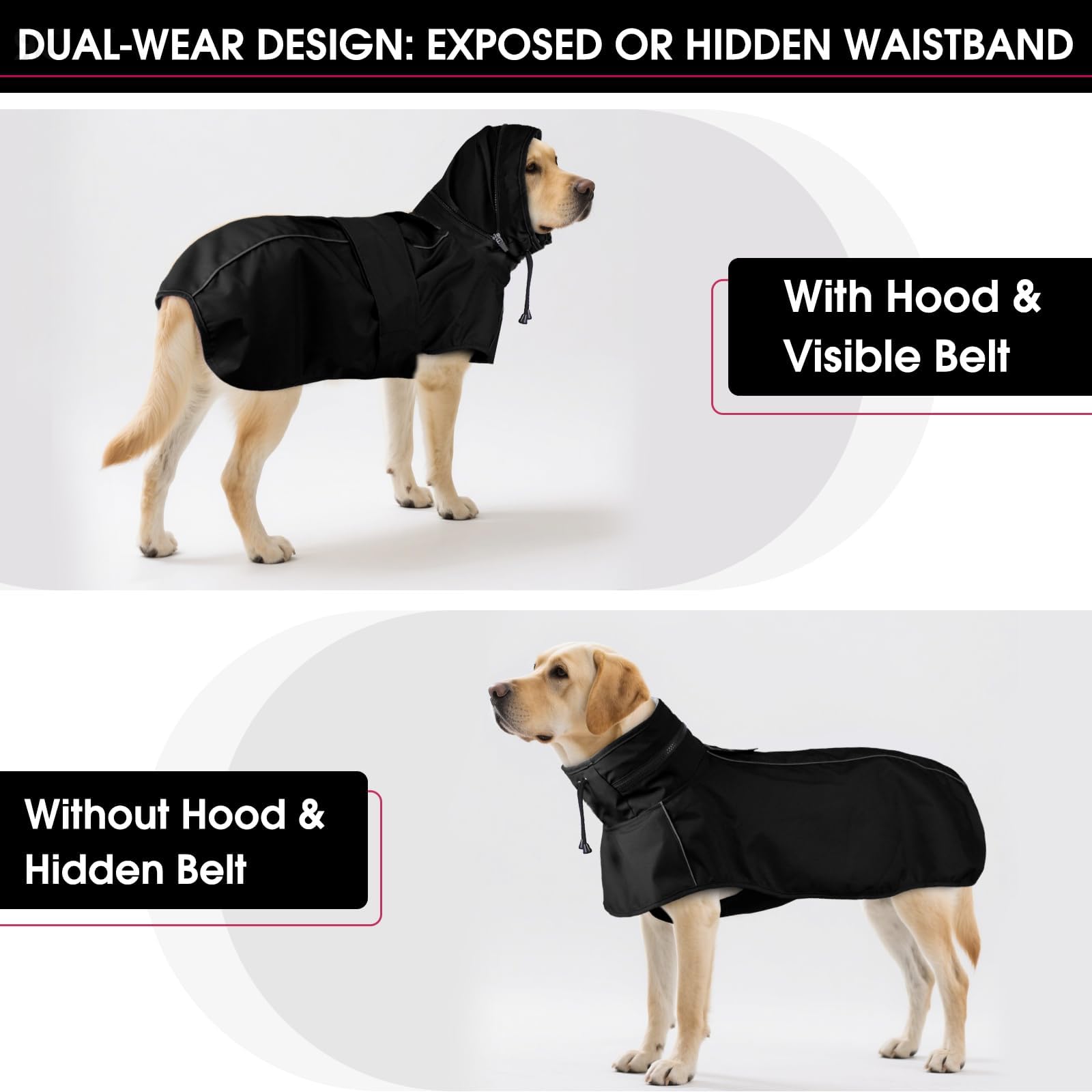 OUOBOB Dog Raincoat with Hood for Medium Dogs Waterproof Adjustable Dog Jacket with Reflective Strips - Image 4