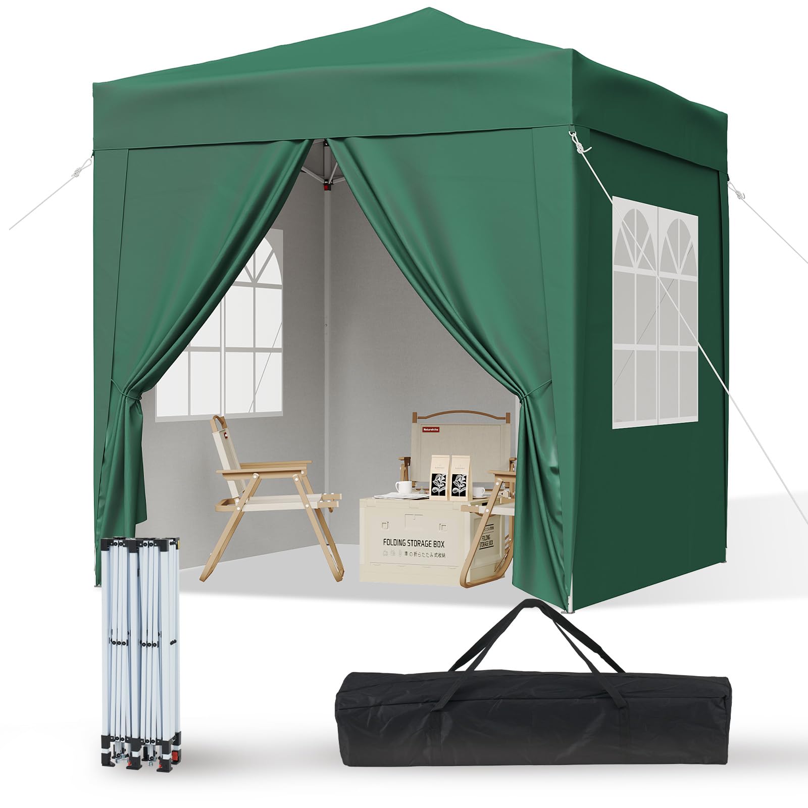 Aoxun Faltpavillon mit Seitenwänden, Metallrahmen-Unterstand für Gartenpartys im Freien, mit Moskitonetzen und Tragetasche