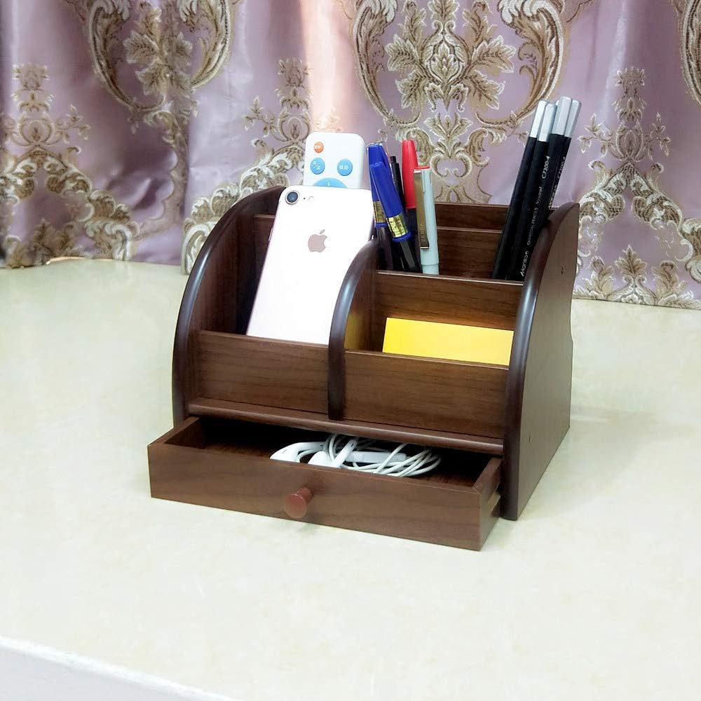 NA Desk organizer wood remote control holder with long drawer Office stationery storage and sorting organizer household small sundries storage box HeBen1025