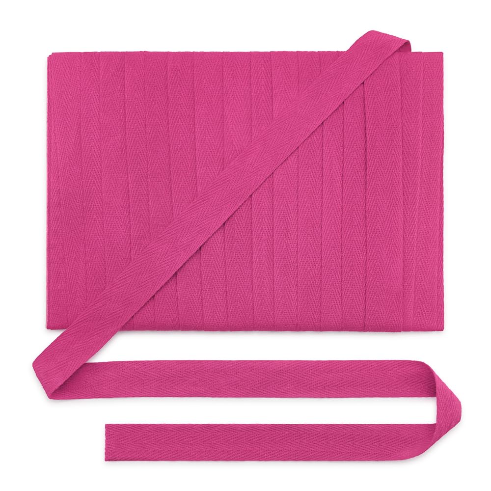 Jamsinmu Cotton Webbing Bias Tape 20 mm, Cotton Webbing Fish Gration Cotton Twill Ribbon, Craft Ribbons for Sewing On, Rose Pink C406, 22 Yards — image 1