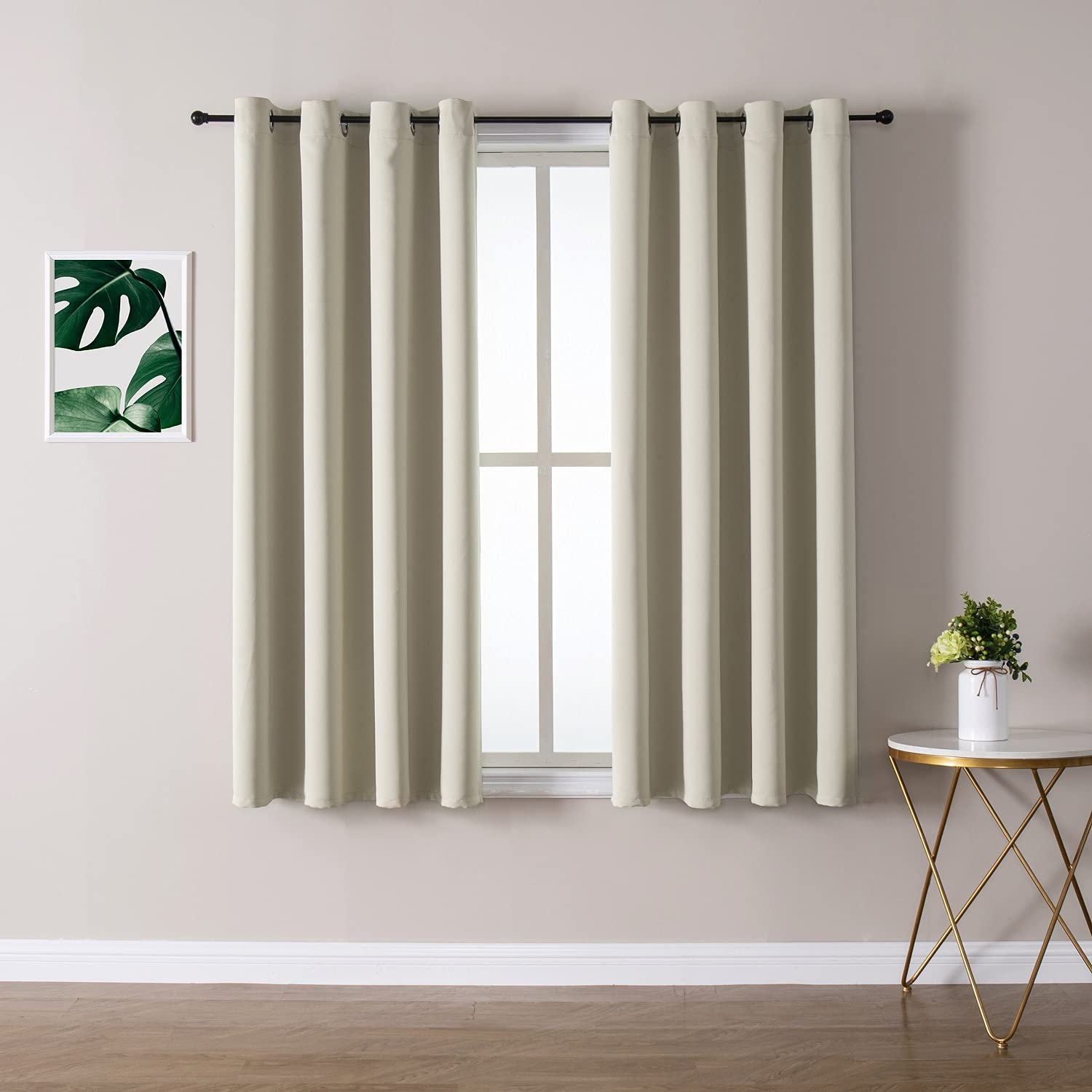 ChrisDowa Grommet Room Darkening Curtains for Bedroom and Living Room - 2 Panels Set Thermal Insulated Blackout Curtains (Beige, 52W x 54L ) | 2 Panels Set, Thermal Insulated, Noise Reducing, Grommet, Blackout Drapes, Window Treatments, Beige, 52 x 54 Inch