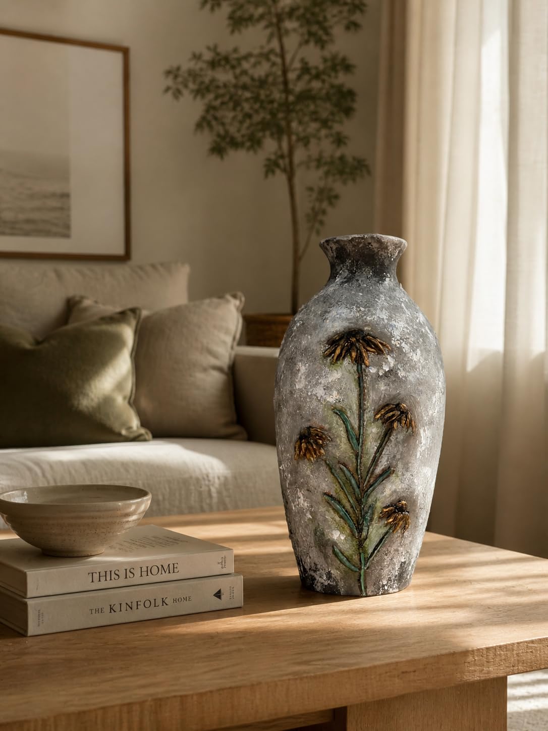 Buy Zorvia Handpainted Terracotta Flower Vase | Rustic Textured