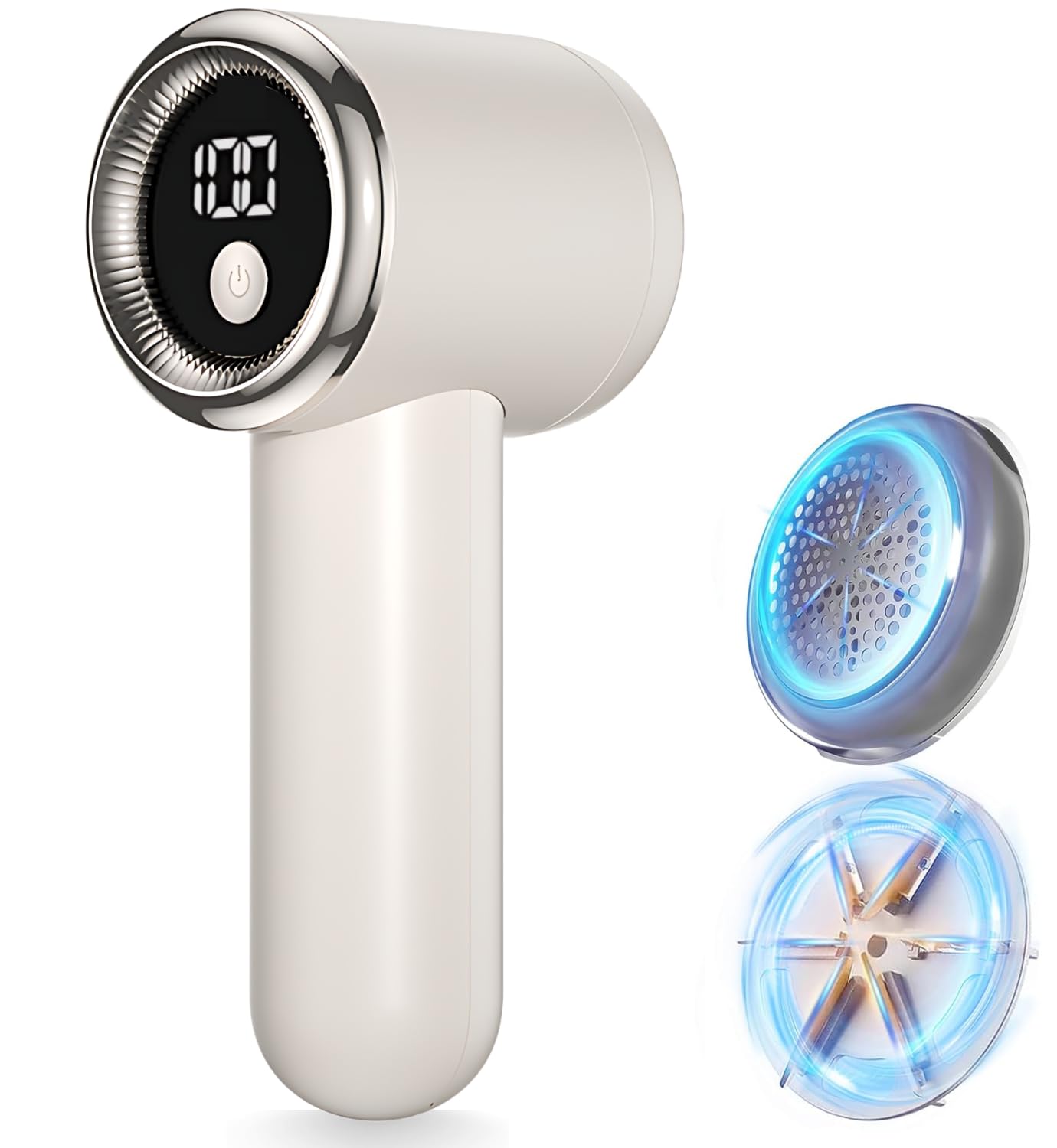 【2025年モデル 毛玉取り】QULITO 毛玉取り 電動 けだまとり 電動 毛玉クリーナー 液晶ディスプレイ付き 3段階のスピード調整 強力6枚刃 Type-C充電式 安全装置 替刃付き 様々な衣類に対応 生地を傷めない 軽量 持ちやすい 旅行 主婦 自宅用 贈り物(オフホワイト)