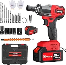 21V Brushless Cordless Impact Wrench 1/2Inch Chuck, Max Torque 550N.m Power Impact Gun with 6.0Ah Lithium Battery and Charger, 4 Impact Sockets, 3200RPM Variable Speed Electric Impact Wrench (Red)