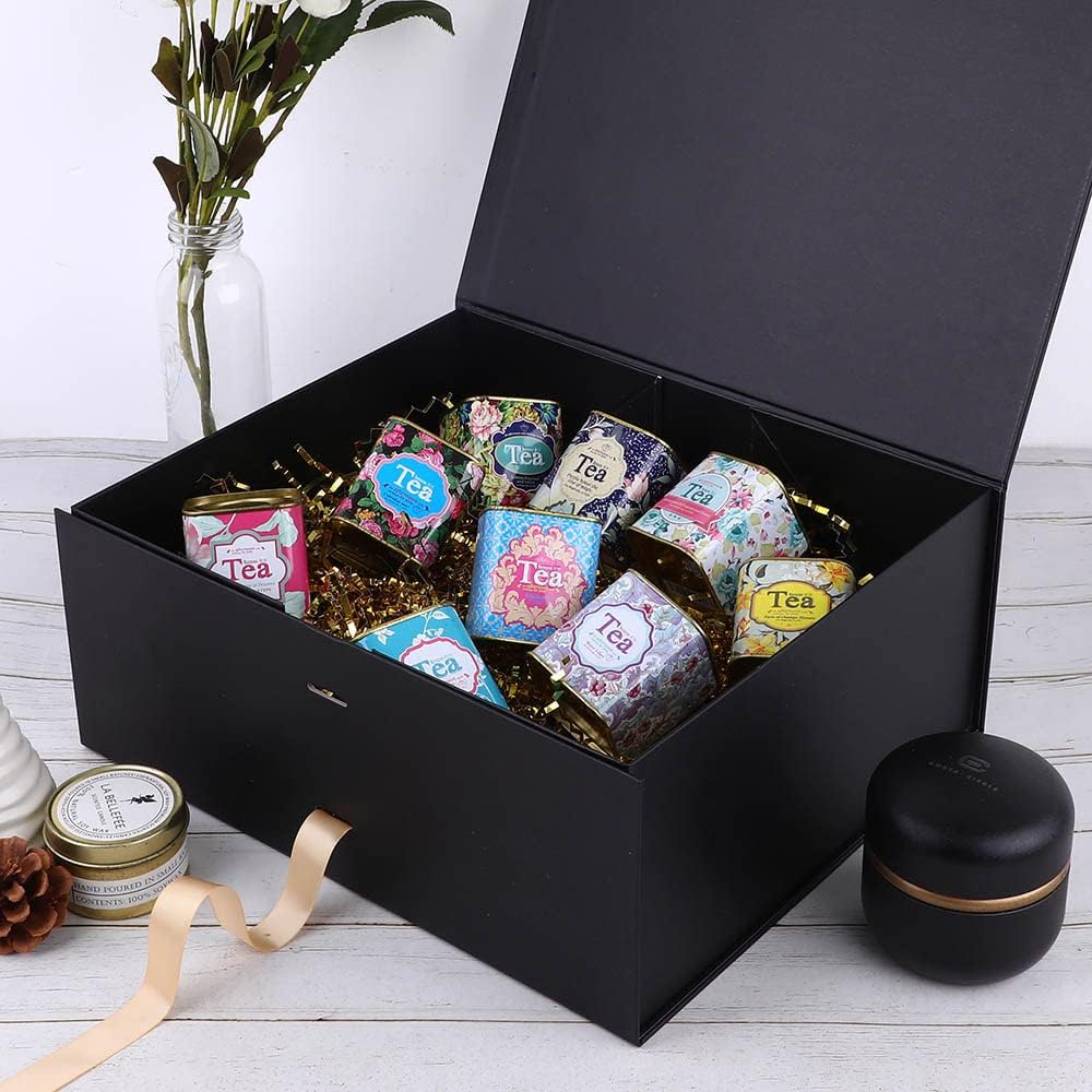 GoooodGift Black Gift Boxes Large 13x11x5.3 Inches, Black Boxes with Ribbon, Gift Box with Lid Magnetic Closure, Christmas Gift Boxes for Presents Graduation Storage (Matte Black)