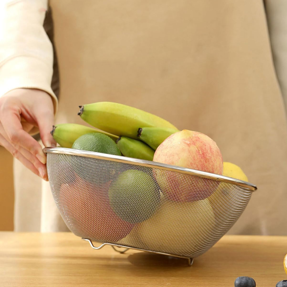 Cabilock 1 Juego Coladores Inoxidable con Fina Escurridor Multifuncional para Lavado de Arroz y Verduras Cocina