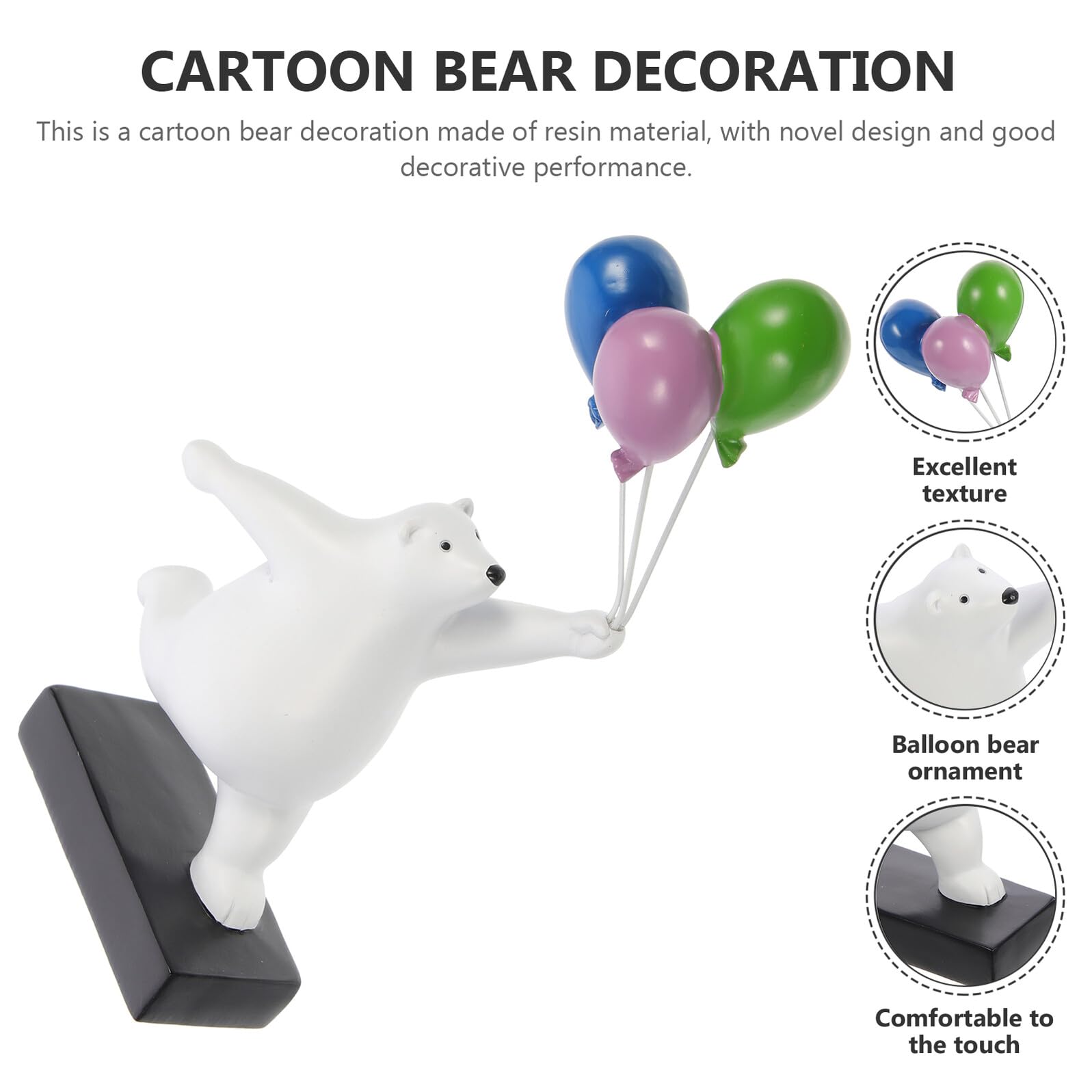Scultura di Orso in Resina Palloncino, Decorazione da Scrivania Vivace e Rifinita per Casa e Ufficio, Ornamento Cartoon come Accessorio Fotografico