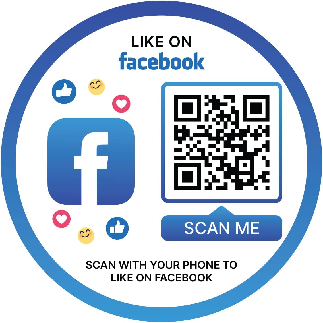 SCAN ME | Facebook QR Code Stickers | Ready to Be Activated Instantly with Your Facebook URL for Viewers to Follow | Pack of (3)