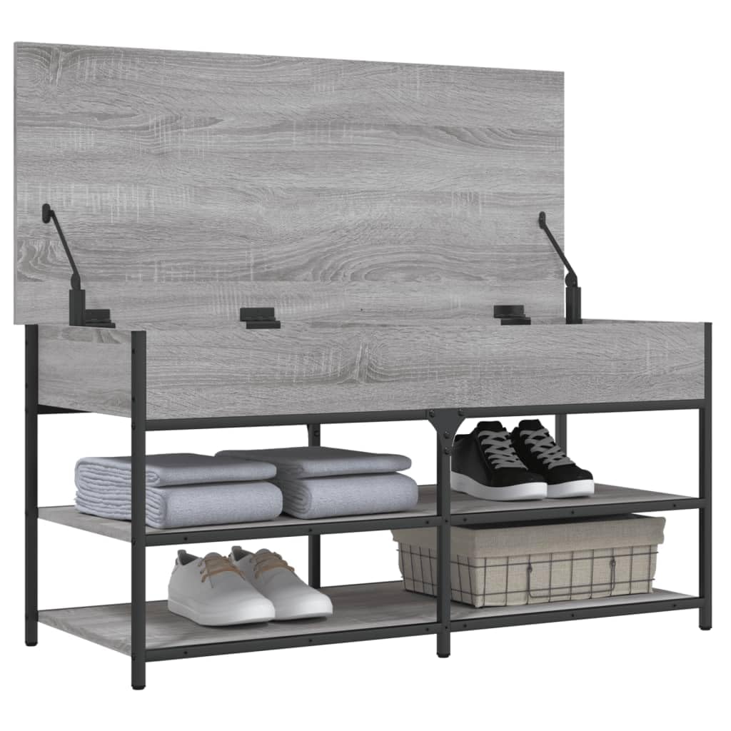 Ławka na buty 100x42,5x50 cm Drewno inżynieryjne Szary Dąb Sonoma