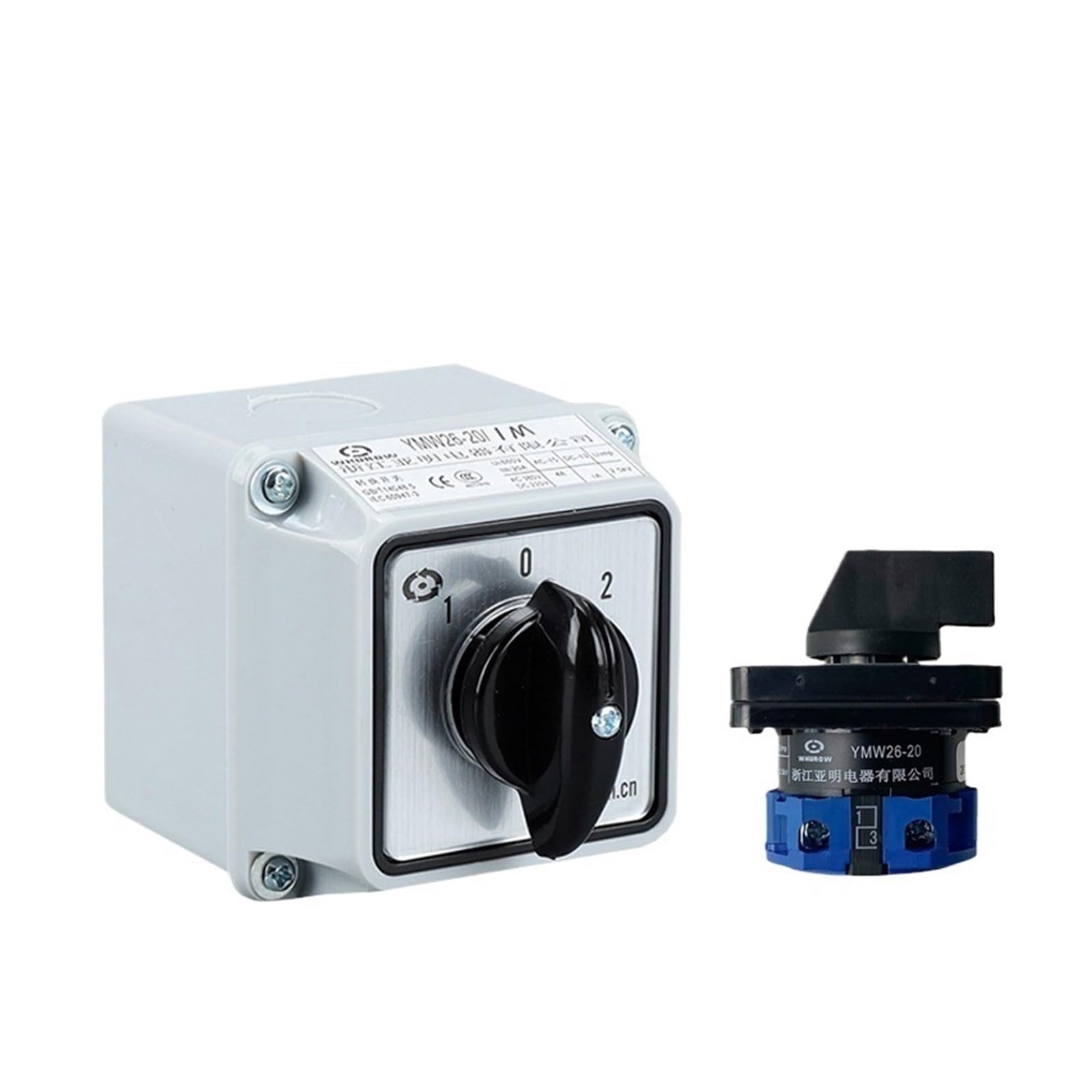 BKGWCSOR YMW26-20/1M Waterproof IP65 Rotary Cam Switch Changeover Control Circuit 690V 20A 1 Pole with Protective Box LW26 LW28 LW39B(Customize) Switches