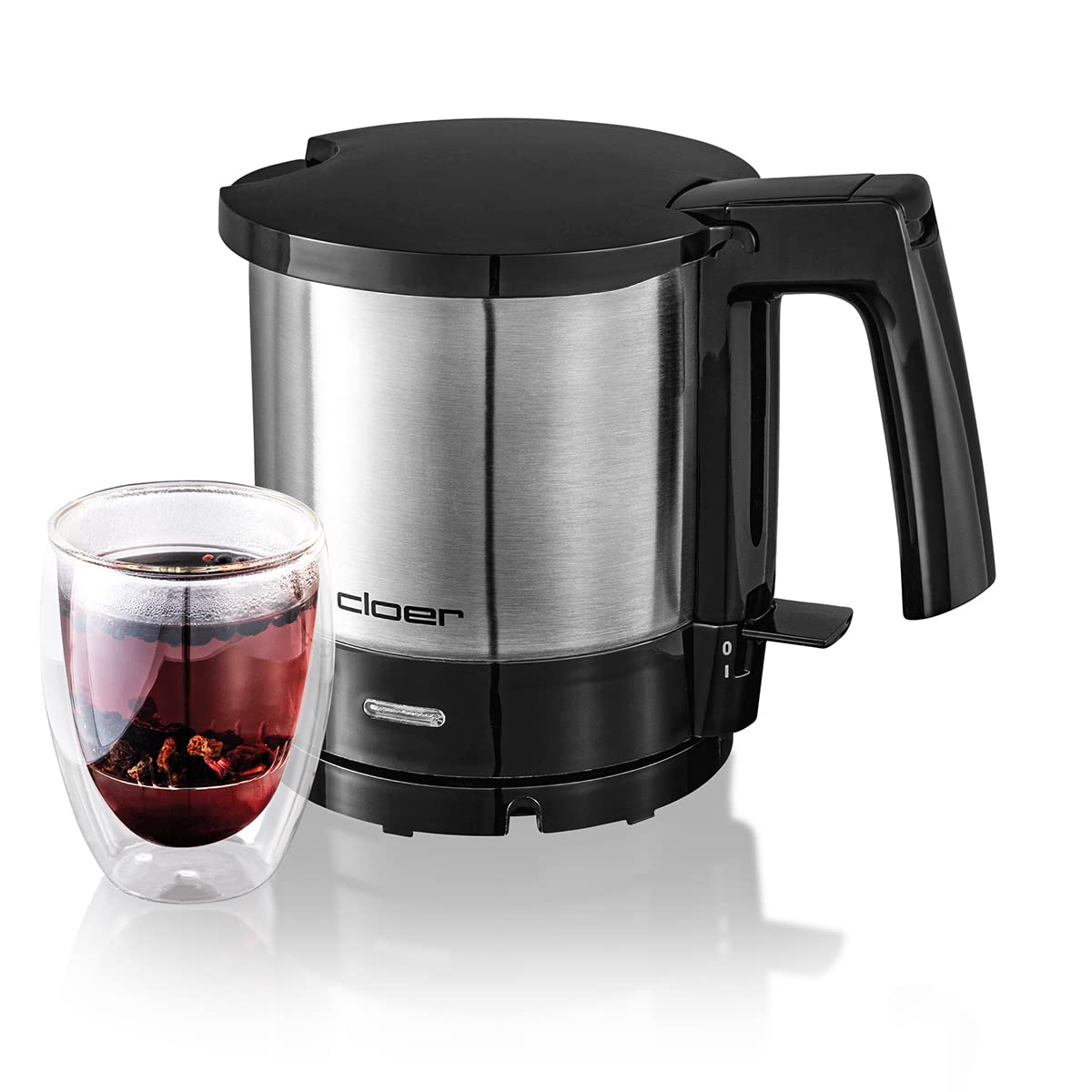 Cloer 4720 Bollitore Elettrico da 1 litro, 2000 W, indicatore del livello dell'acqua interno, protezione contro il surriscaldamento e il funzionamento a secco, nero