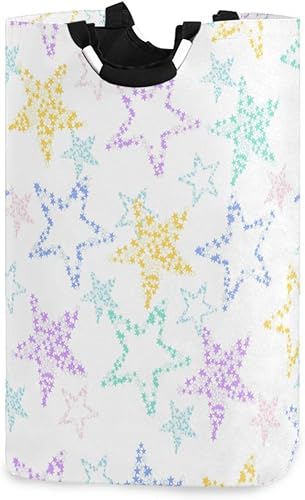 YETTASBIN Cesta de lavandería con diseño de estrellas, impermeable, plegable, grande, para ropa sucia, juguetes, cesta de almacenamiento con asa