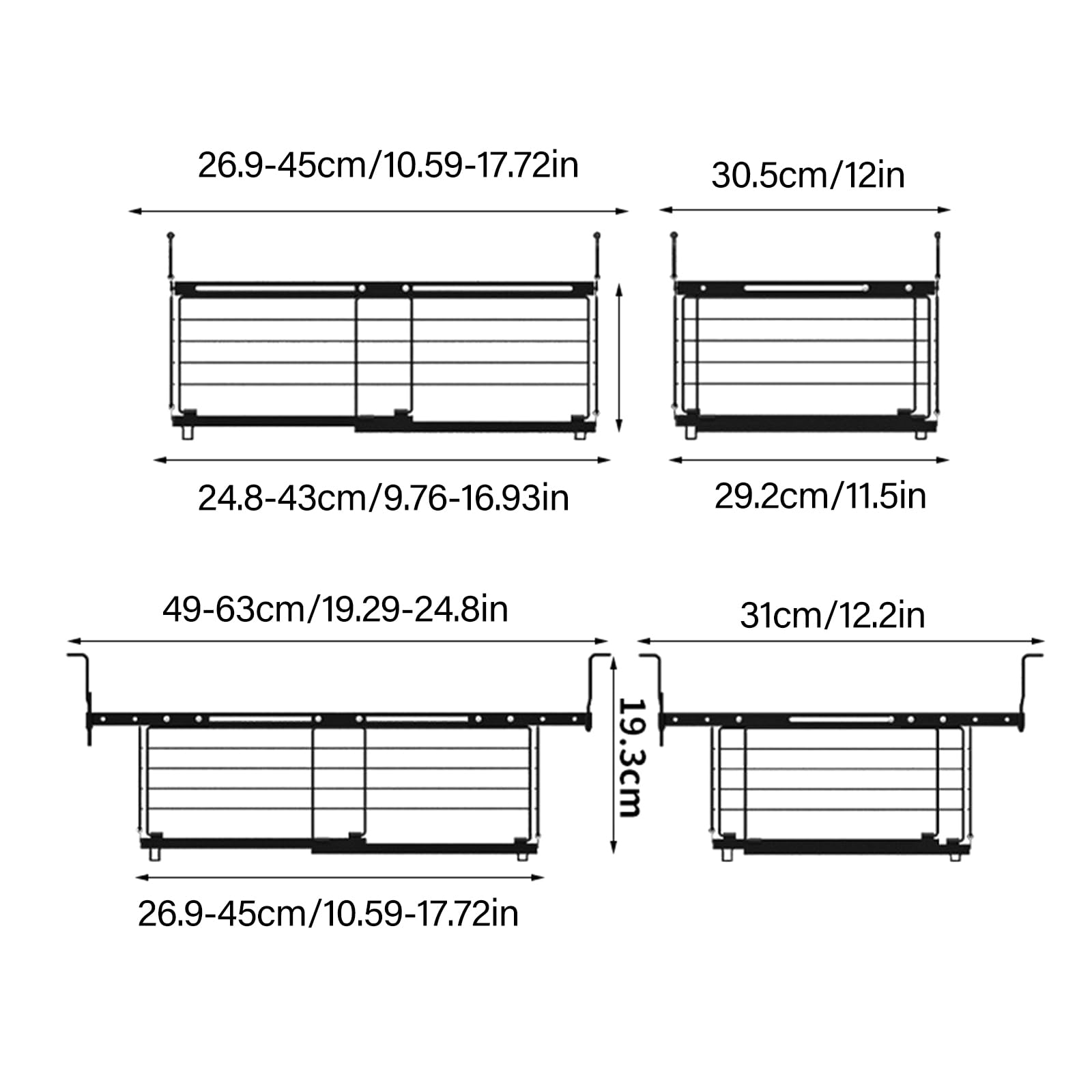 Erweiterbarer Gefriertruhe Behälter, stapelbar, längenverstellbar, Metallrahmen, ergonomischer, Kühlschrank Aufbewahrungskorb, Verstellbarer Gefrierschrank Organizer